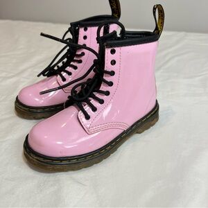 Doc Dr Martens 1460 T pink patent leather side zip little girls combat boots 10
